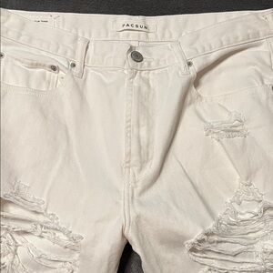 PacSun Cream Distressed Men's Skinny Jeans